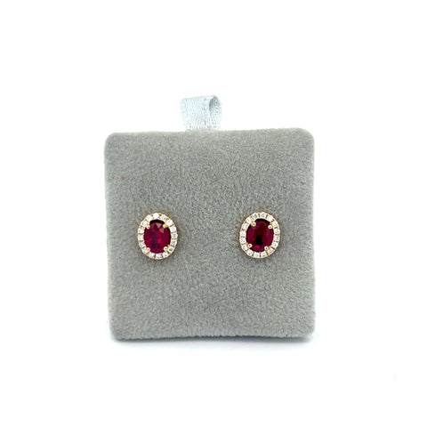 18kt YG Oval Ruby Stud Earrings