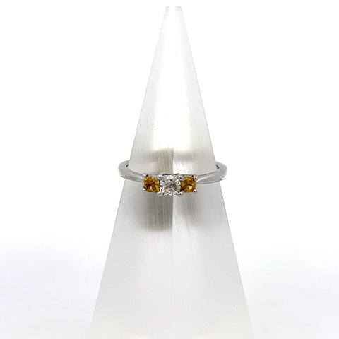 40160 - 18kt WG Cushion Cut Diamond Three-Stone Ring