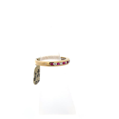 R0108 - 18kt YG Ruby and Diamond Alternating Ring