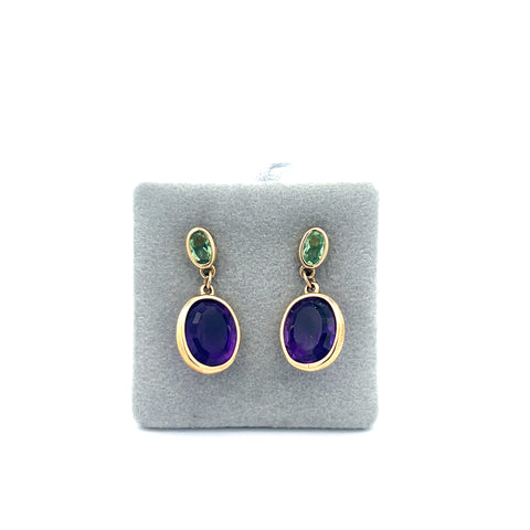 18kt YG Amethyst and Chrysoberyl Earrings
