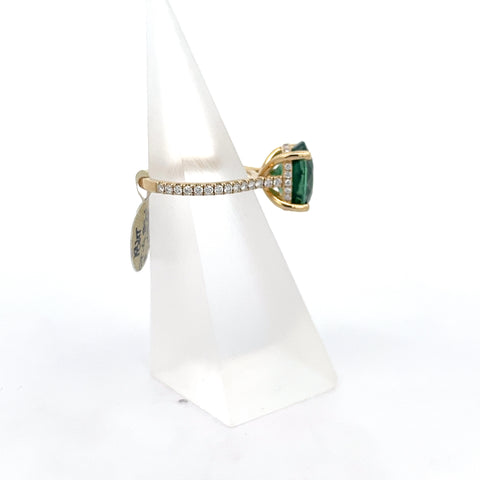TOURM39 - 18kt YG Oval Tourmaline Hidden Halo Ring
