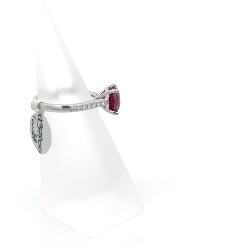 TOURM38 - Platinum Round Pink Tourmaline Ring