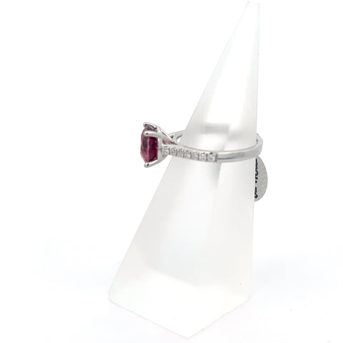 TOURM38 - Platinum Round Pink Tourmaline Ring