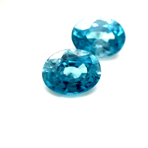 Blue Zircon Pair 3.90cts Oval