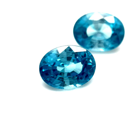 Blue Zircon Pair 4.26ct Oval