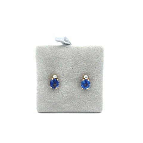 18kt YG Oval Sapphire and Diamond Earrings