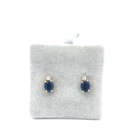 18kt YG Oval Sapphire and Diamond Earrings