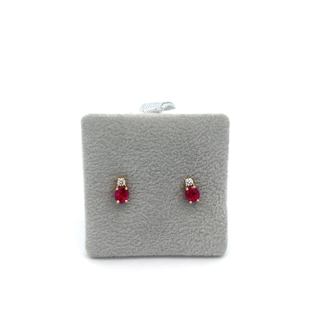 18kt YG Oval Ruby and Diamond Earrings