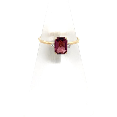 TOURM47 - 18kt YG Octagonal Pink Tourmaline and Diamond Ring