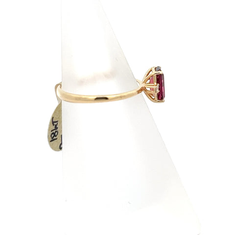 TOURM47 - 18kt YG Octagonal Pink Tourmaline and Diamond Ring