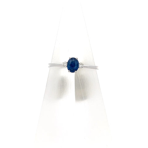 S0197 - 18kt WG Blue Oval Sapphire and Diamond Ring
