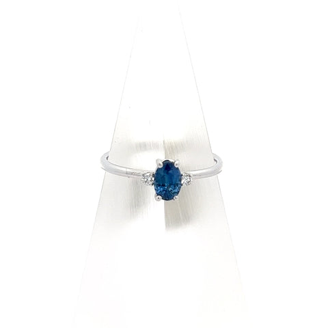 S0198 - 18kt WG Blue Oval Sapphire and Diamond Ring