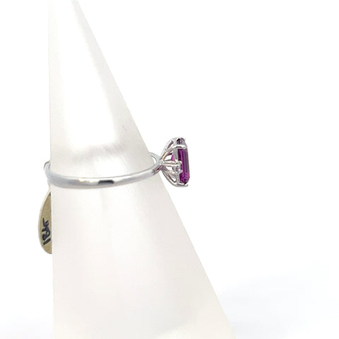 GARN4 - 18kt WG Octagonal Purple Garnet and Diamond Ring