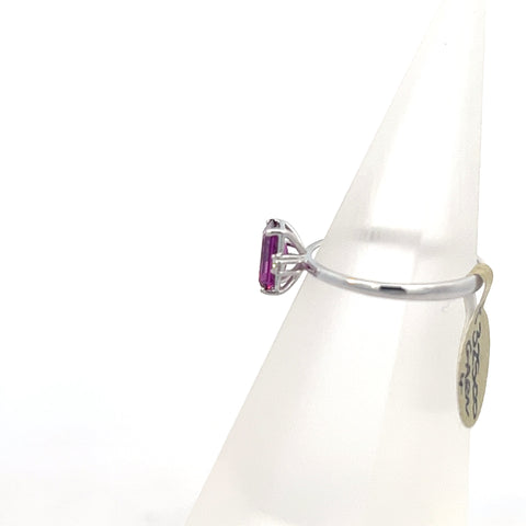 GARN4 - 18kt WG Octagonal Purple Garnet and Diamond Ring