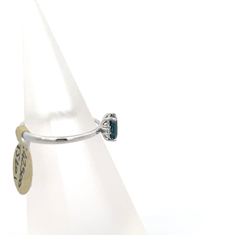 TS0201 - 18kt WG Octagonal Teal Sapphire and Diamond Ring