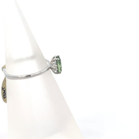 GS0202 - 18kt WG Oval Green Sapphire and Diamond Ring