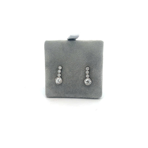 18kt WG Old Cut Diamond Drop Earrings