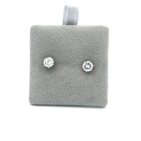 Plat 6-Claw Round Brilliant Cut Diamond Earrings