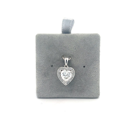 Plat Heart Diamond Halo Pendant