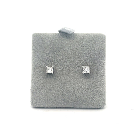 14KT WG Princess-Cut Diamond Stud Earrings