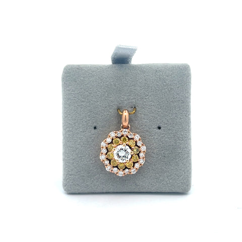18kt RG Round Diamond Fancy Halo Pendant