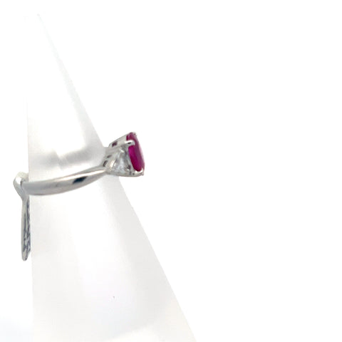 R0153 - Plat900 GIA Oval Burma Ruby and Trillion Diamond