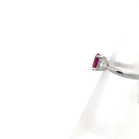 R0153 - Plat900 GIA Oval Burma Ruby and Trillion Diamond