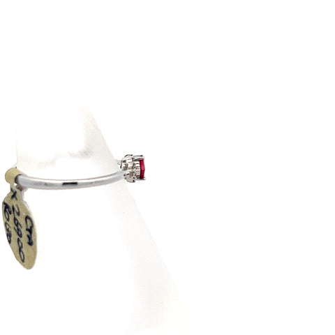 R0130 - 18kt WG Princess Cus Ruby and Diamond Ring