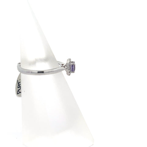 SPIN7 - Platinum Lilac Cushion Spinel with Diamond Halo Ring