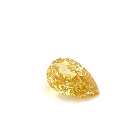 Natural Fancy Deep Orangy Yellow Pear Cut 0.61ct