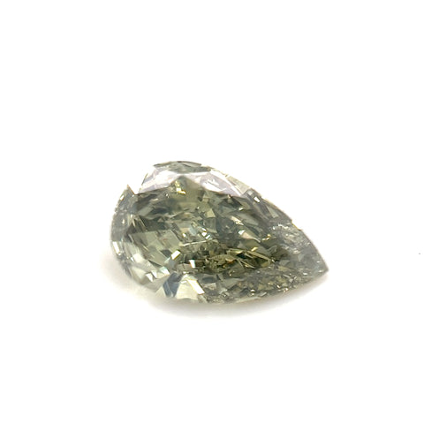 Natural Fancy Dark Gray-Greenish Yellow 1.00ct Pear Cut Diamond