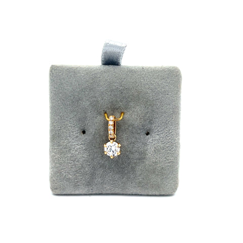 18kt YG GIA Round Brilliant Cut Diamond and Diamond Bale Pendant