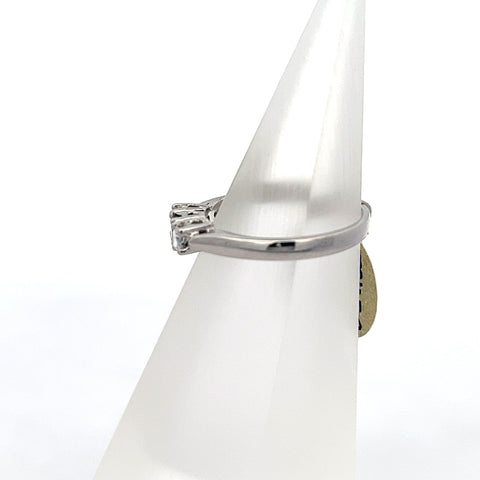 TS0216 - 18kt WG Round Teal Sapphire and Diamond Threestone Ring