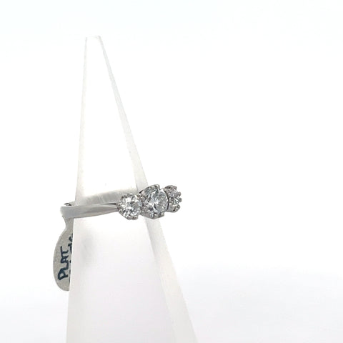 40564 - Platinum Old European Cut Three-Stone Diamond Ring