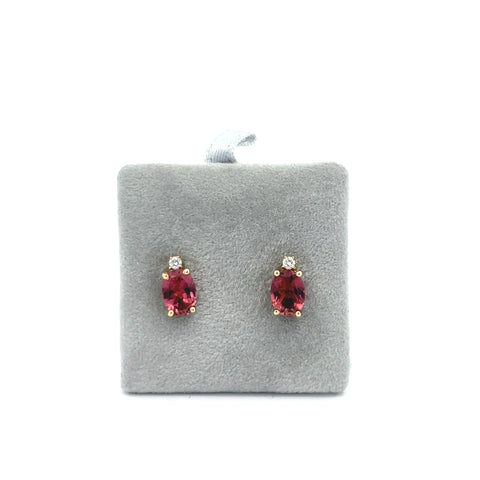 18kt YG Pink Tourmaline and Diamond Earrings