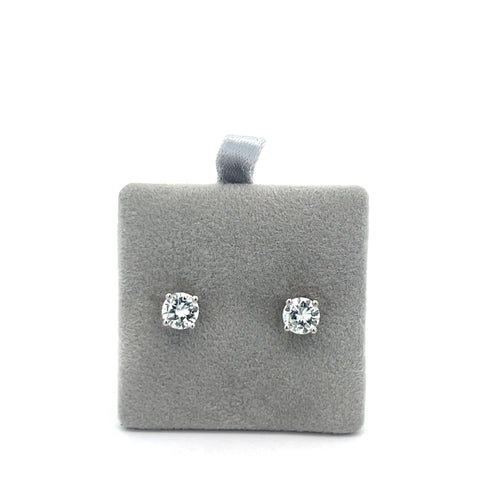 Platinum Round Diamond Stud Earrings 0.94cts
