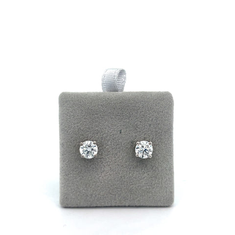Platinum Round Diamond Stud Earrings 1.17cts