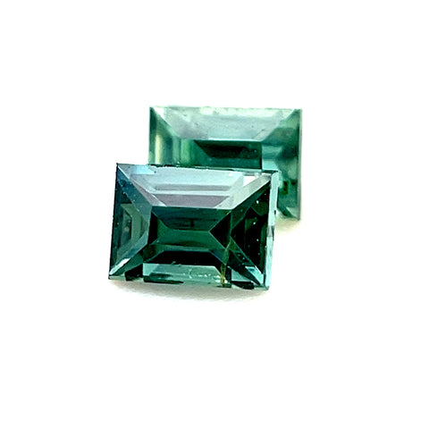Teal Sapphire Pair 0.58ct Princess