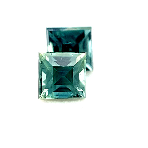 Teal Sapphire Pair 0.61cts  Princess