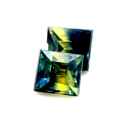 Parti / Bi-colour Sapphire Pair 0.55cts Princess