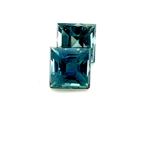 Teal Sapphire Pair 0.45cts Princess