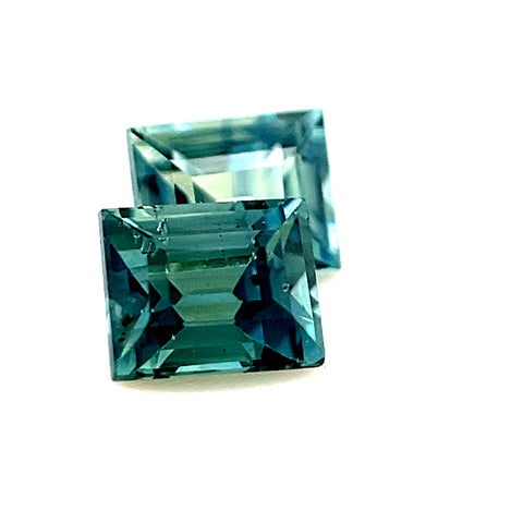 Teal Sapphire Pair 0.74cts Princess