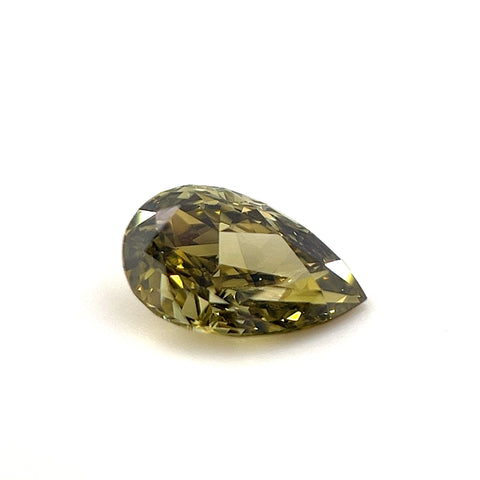 Natural Fancy Dark Brown-Greenish Yellow 0.81ct Pear