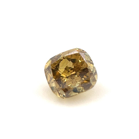 Natural Fancy Deep Brownish Greenish Yellow 0.46ct Cushion