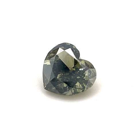 Natural Fancy Dark Greenish Grey 0.91ct Heart