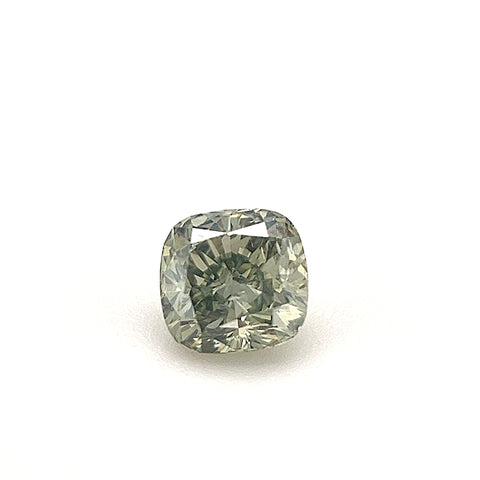 Natural Fancy Dark Gray Yellowish Green 0.31ct Cushion