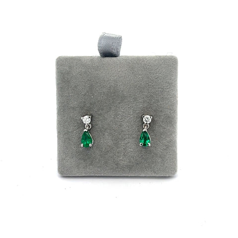 18KT WG Pear Drop Emerald Earrings