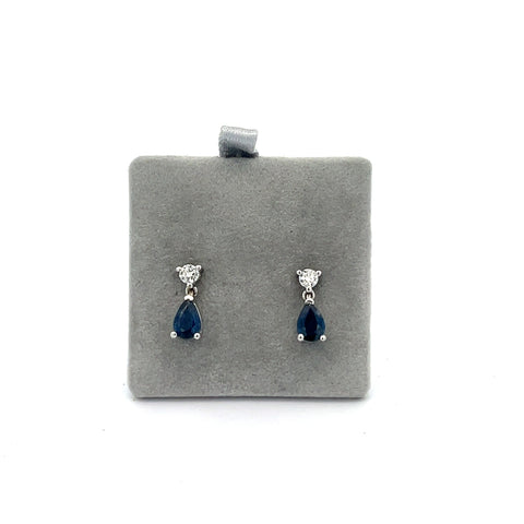 18KT WG Pear Drop Sapphire Earrings