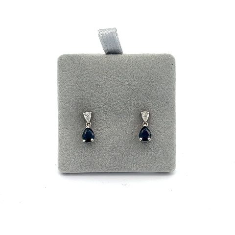 18KT WG Pear Drop Sapphire Earrings