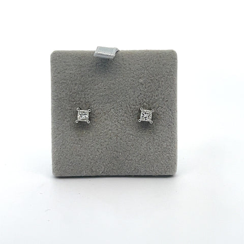 18KT WG 0.30cts Princess Diamond Studs